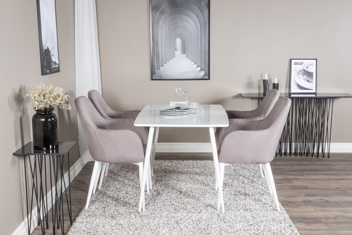 Venture Design Polar & Comfort Rektangulära Matbord 120 x 75 Vit + Matstolar 2-pack Grå