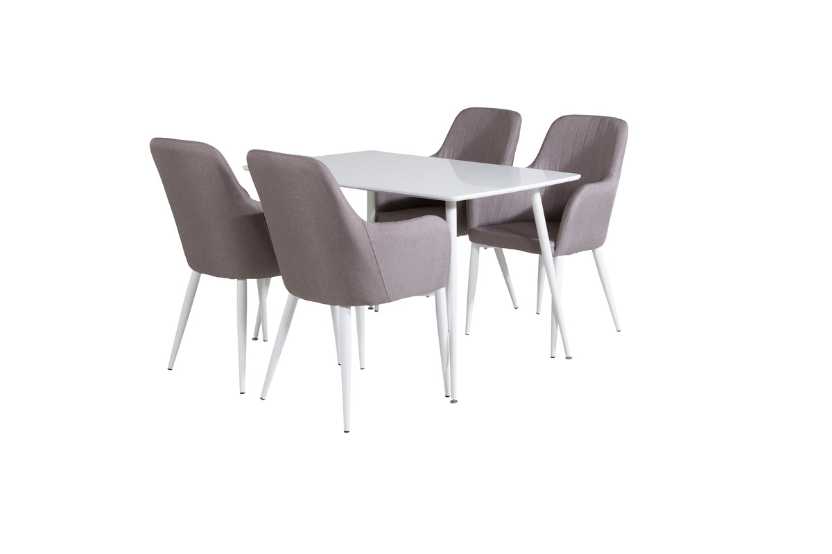 Venture Design Polar & Comfort Rektangulära Matbord 120 x 75 Vit + Matstolar 2-pack Grå