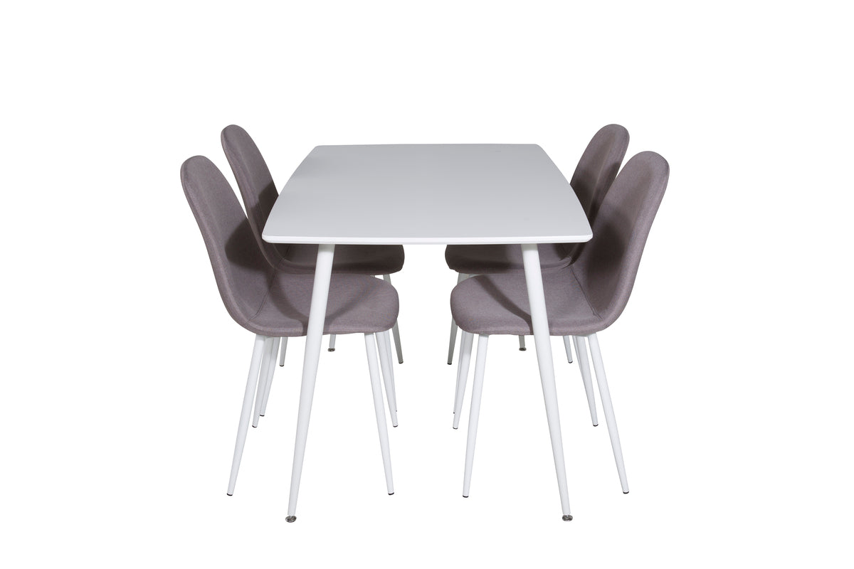 Venture Design Polar Rektangulära Matbord 120 x 75 Vit + Matstolar Grå