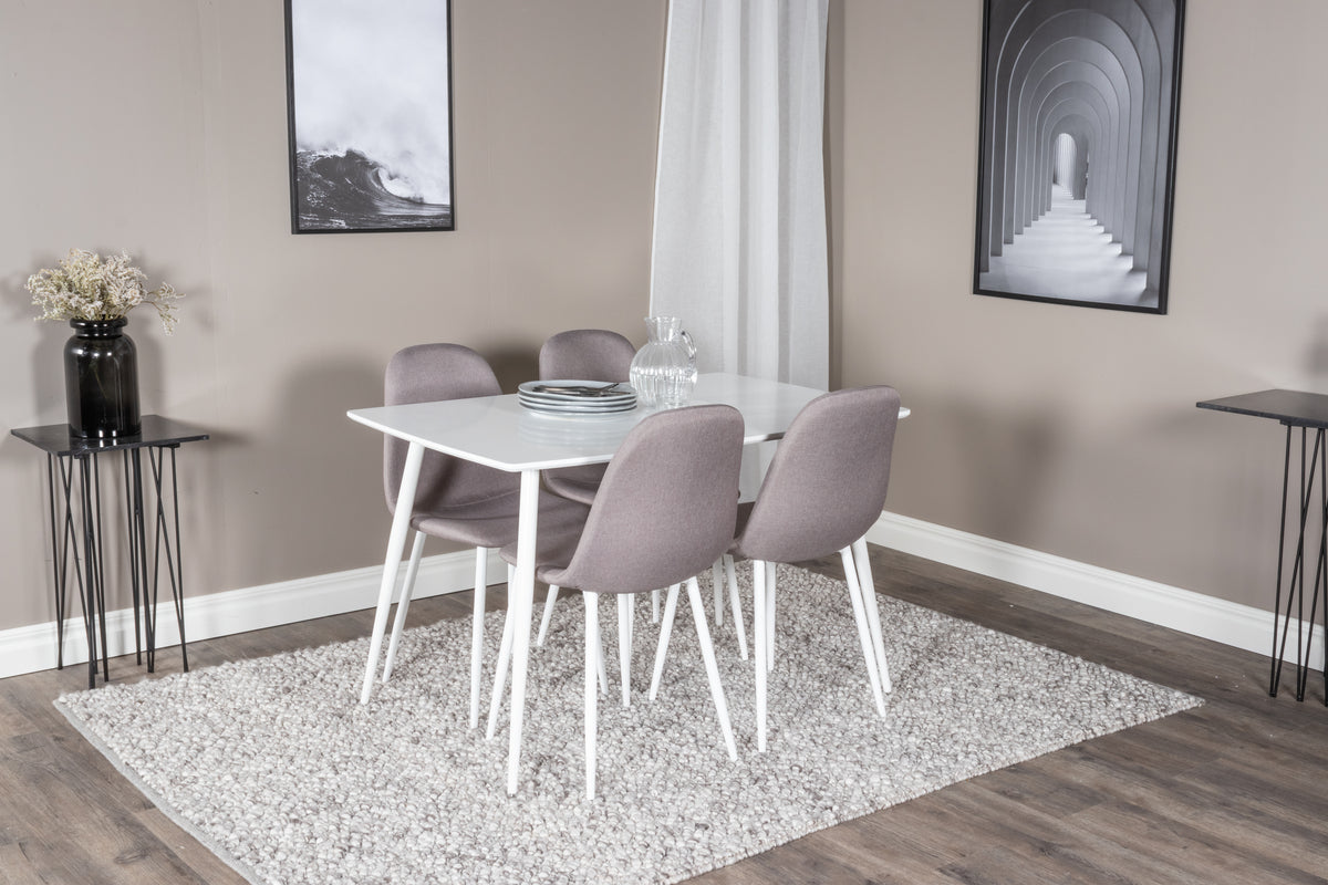 Venture Design Polar Rektangulära Matbord 120 x 75 Vit + Matstolar Grå
