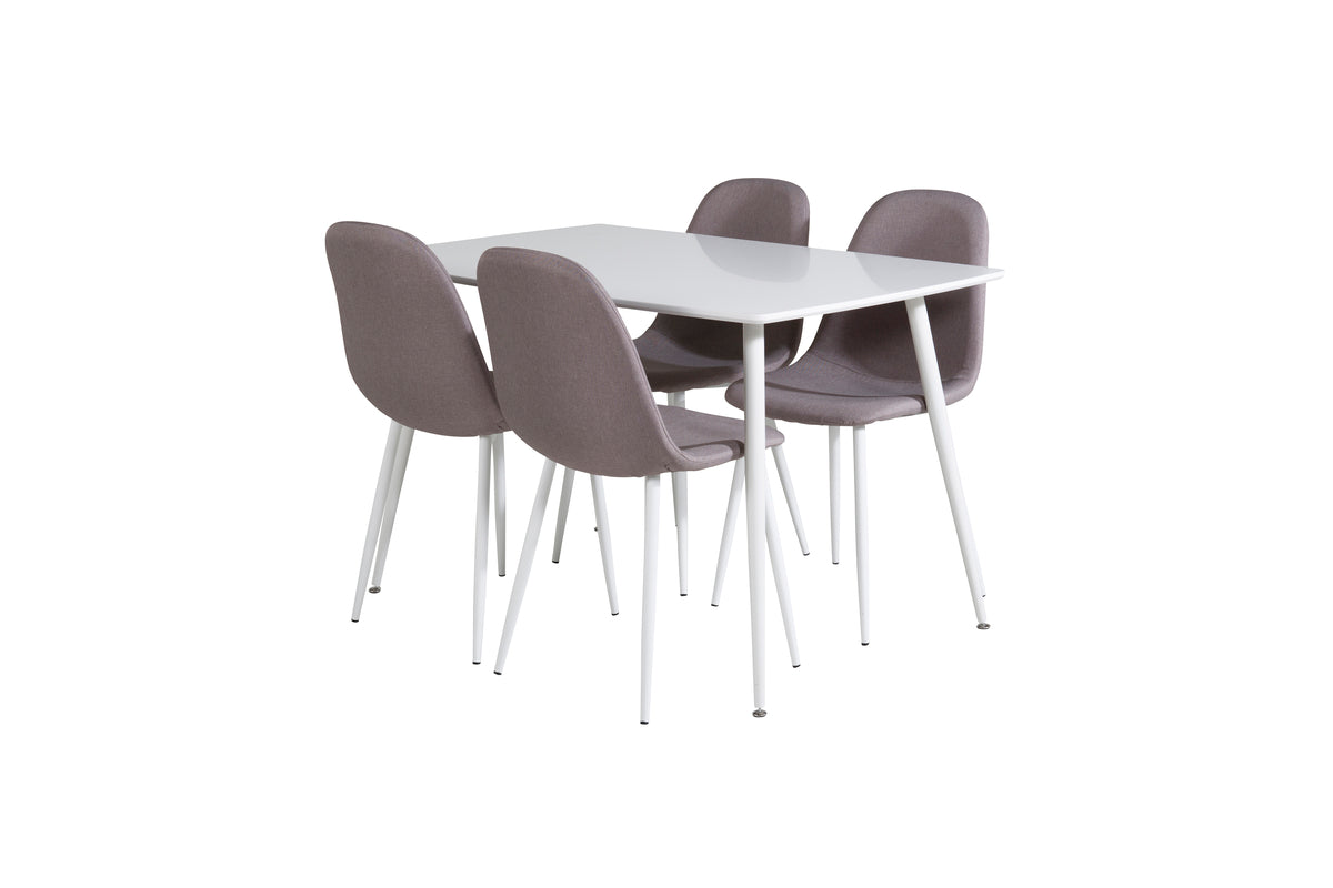 Venture Design Polar Rektangulära Matbord 120 x 75 Vit + Matstolar Grå