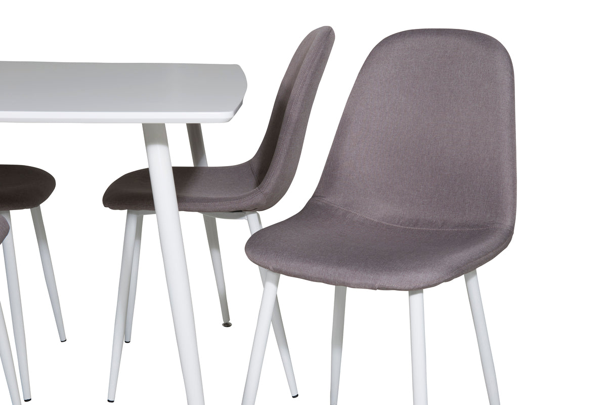 Venture Design Polar Rektangulära Matbord 120 x 75 Vit + Matstolar Grå