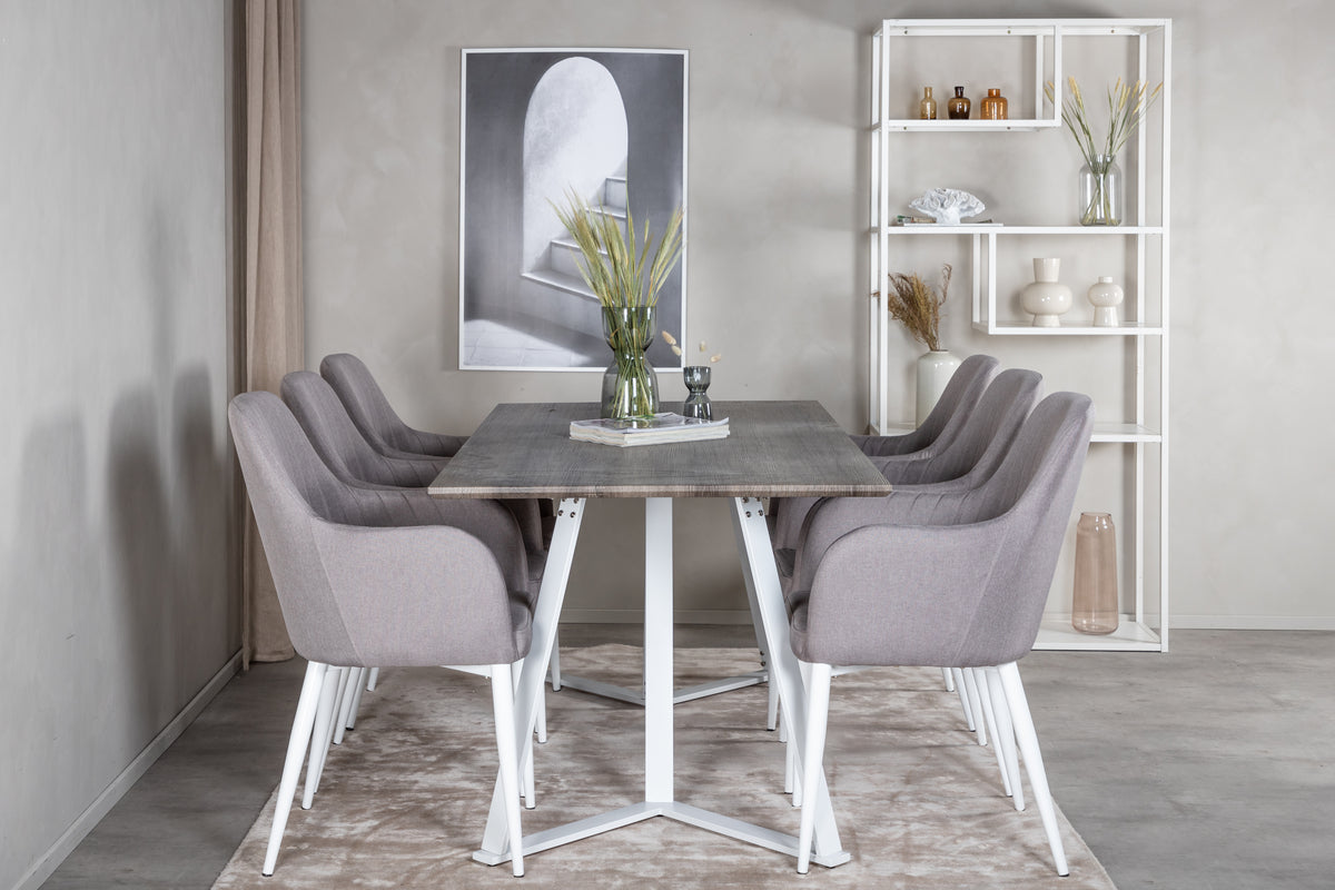 Venture Design Marina & Comfort Rektangulära Matbord 180 x 75 x 90 Grå + Matstolar 2-pack Grå
