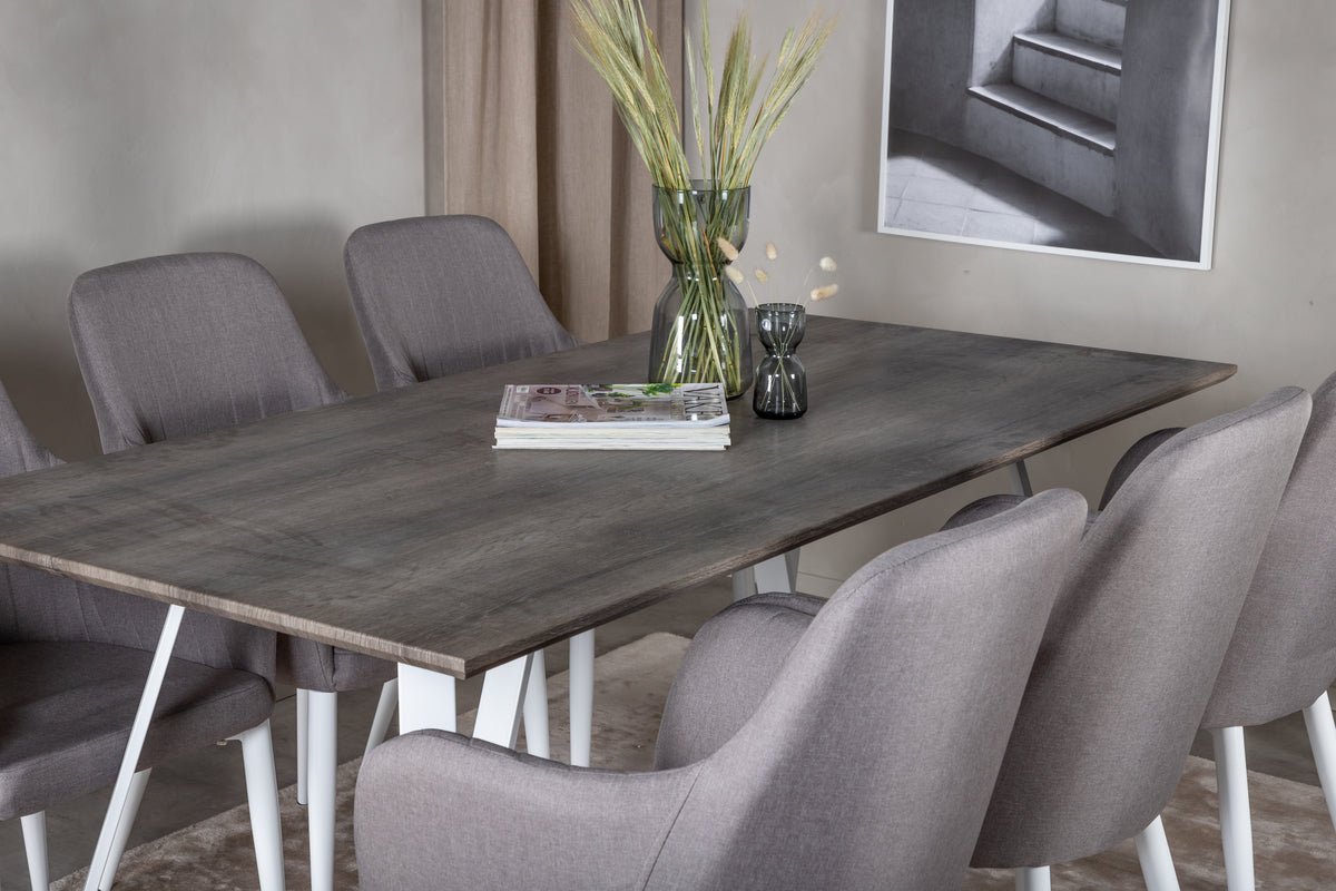 Venture Design Marina & Comfort Rektangulära Matbord 180 x 75 x 90 Grå + Matstolar 2-pack Grå