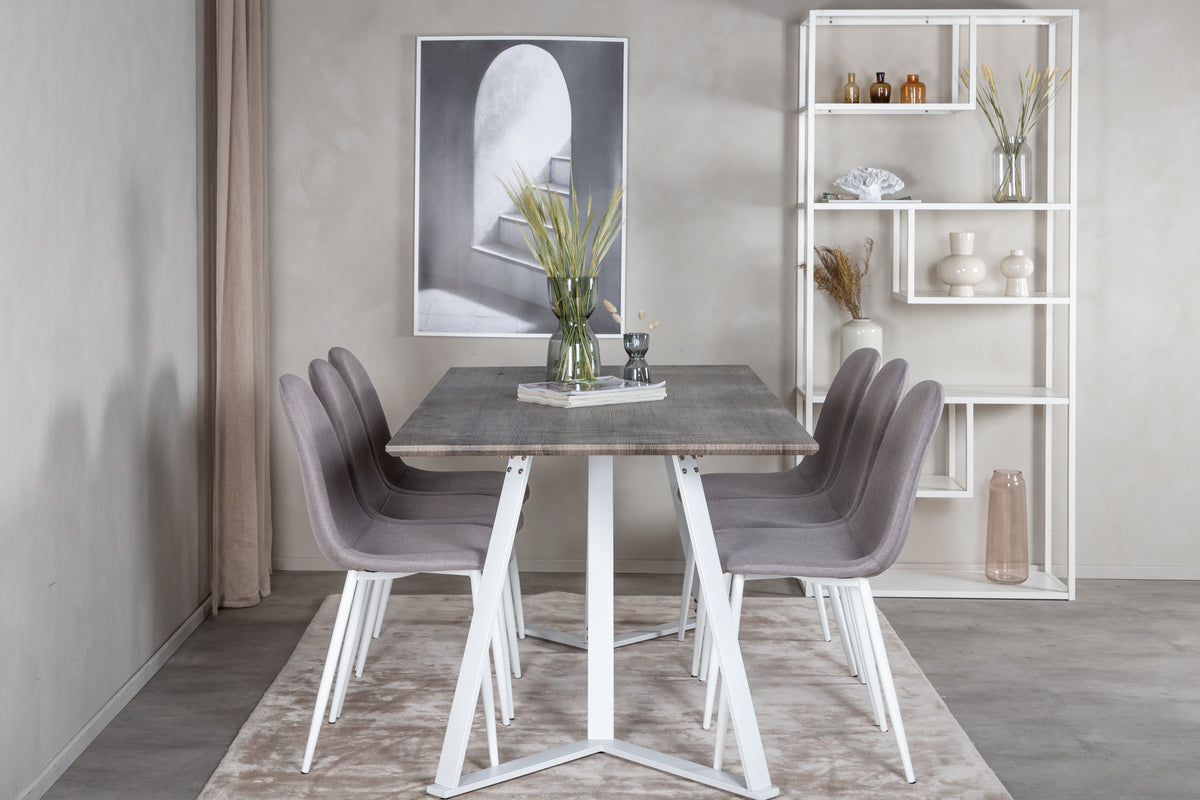 Venture Design Marina & Polar Rektangulära Matbord 180 x 90 Grå + Matstolar Grå