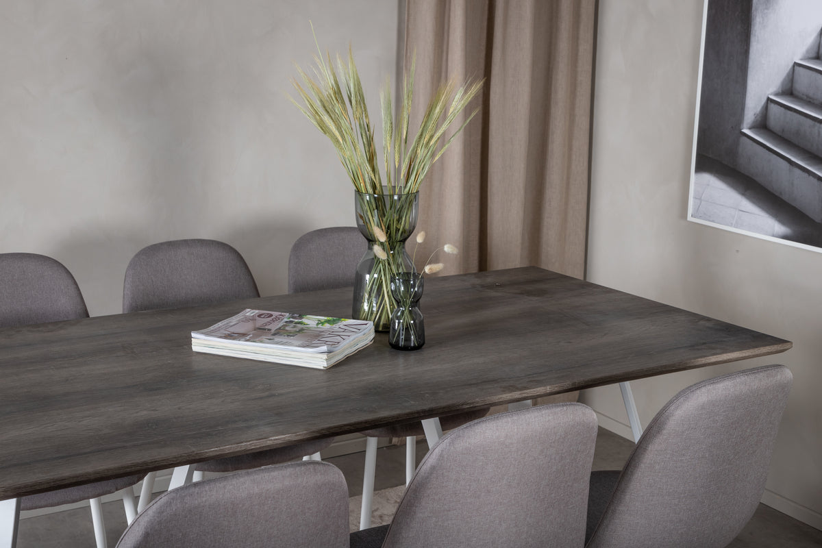 Venture Design Marina & Polar Rektangulära Matbord 180 x 90 Grå + Matstolar Grå