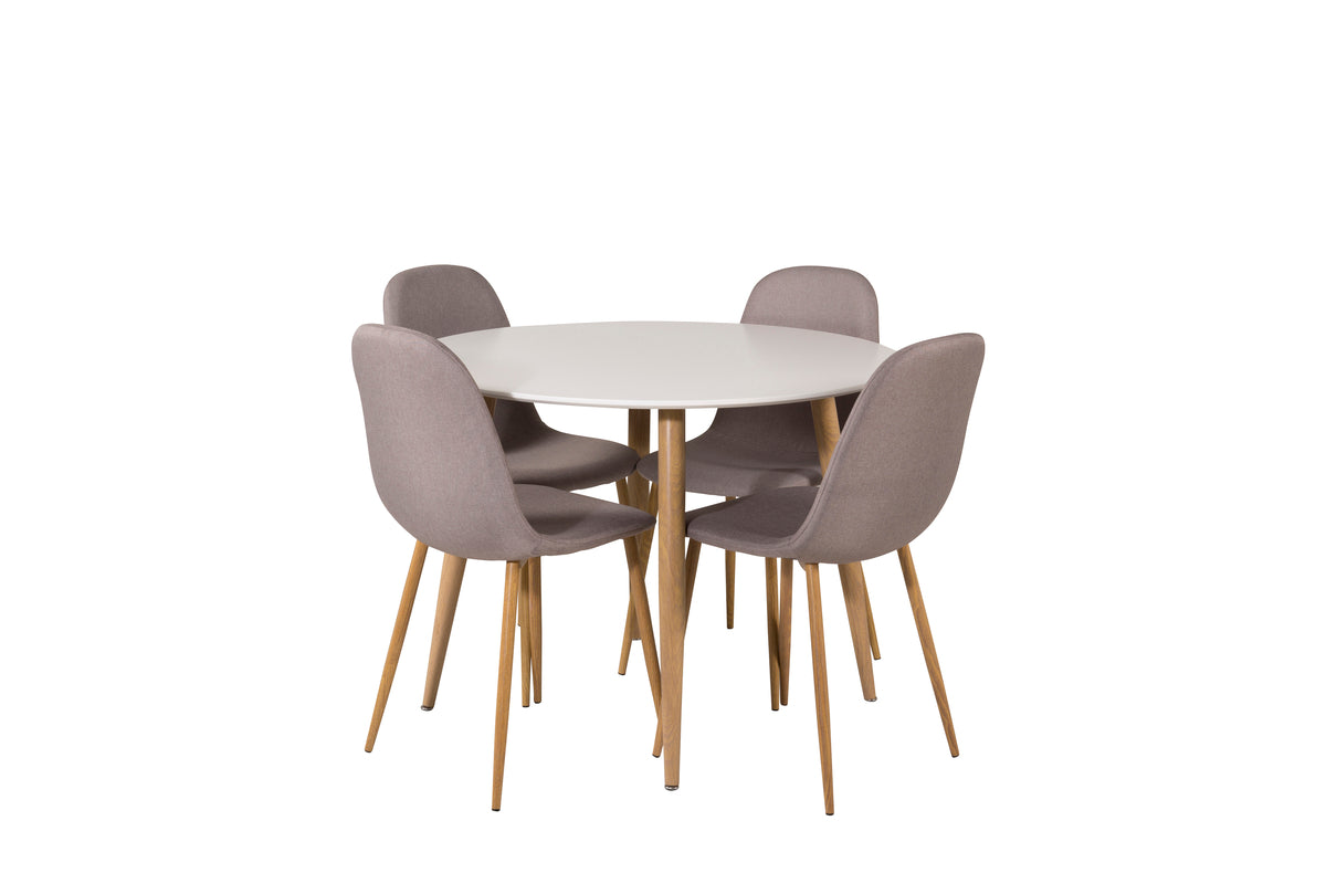 Venture Design Polar & Plaza Matstolar 2-pack Grå + Runda Matbord ⌀100 Vit