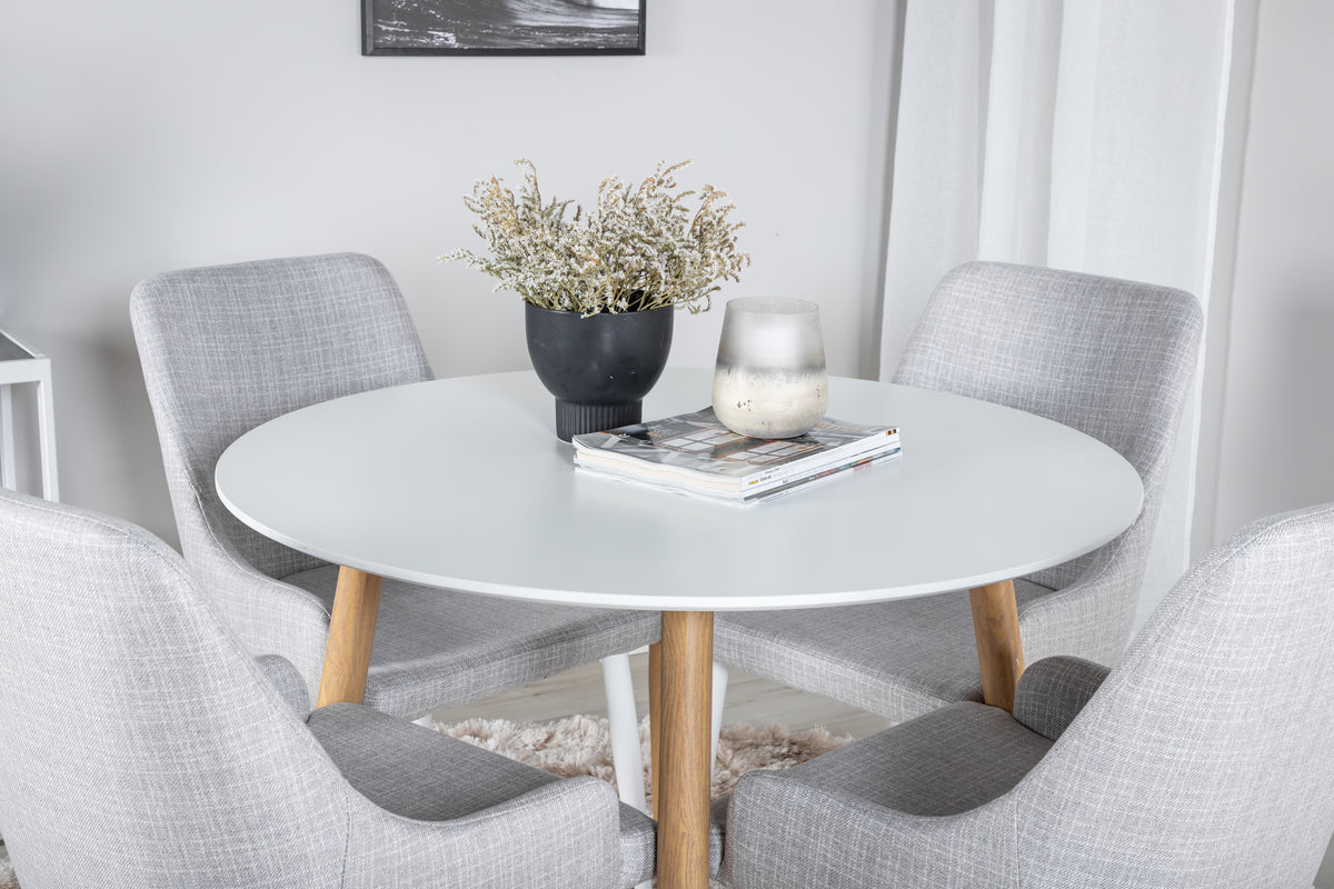 Venture Design Plaza Matstolar 2-pack Grå + Runda Matbord ⌀100 Vit