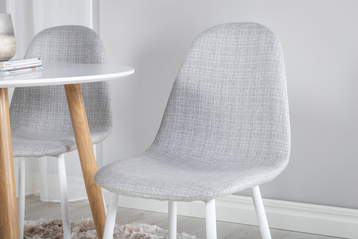Venture Design Polar & Plaza Matstolar 2-pack Grå + Runda Matbord ⌀100 Vit