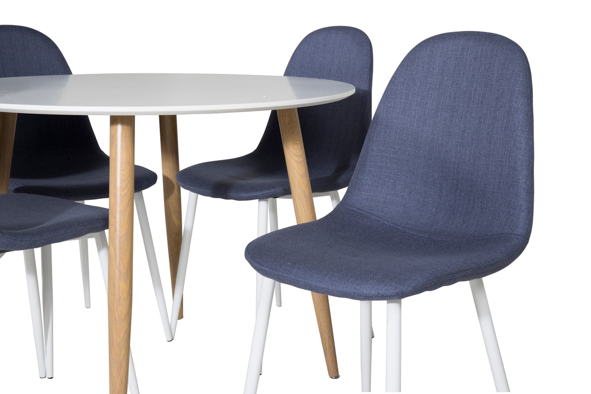 Venture Design Polar & Plaza Matstolar 2-pack Blå + Runda Matbord ø100 Vit