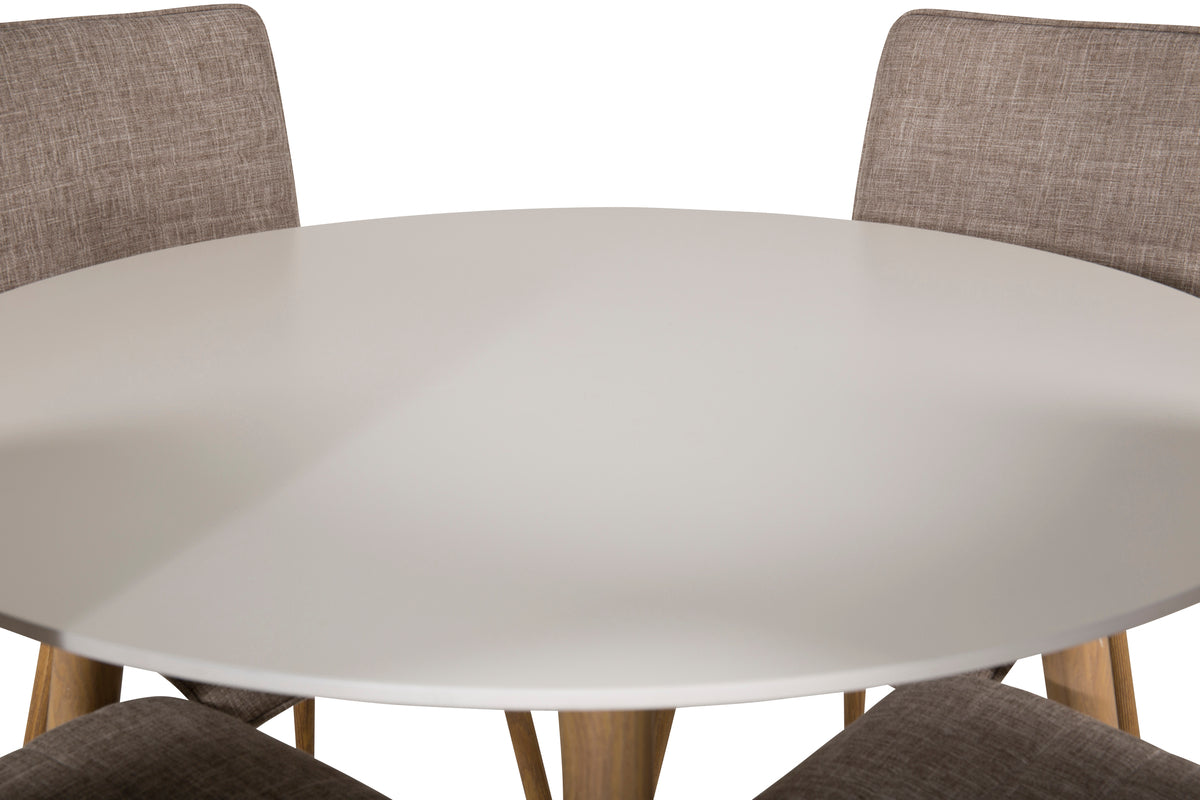 Venture Design Windu & Plaza Matstolar 2-pack Ljusgrå + Runda Matbord ⌀100 Vit