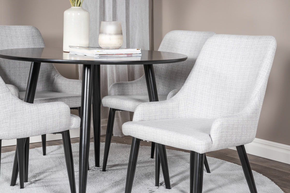 Venture Design Plaza Matstolar 2-pack Grå + Runda Matbord ⌀100 Svart