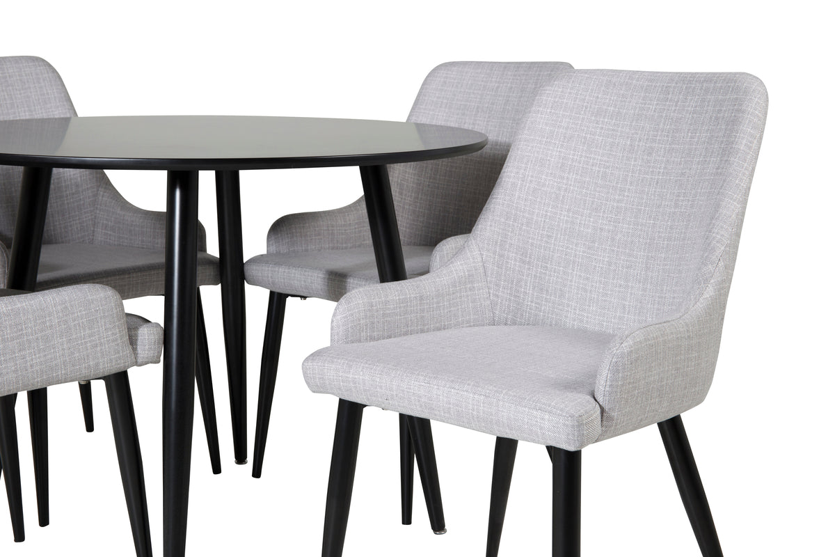 Venture Design Plaza Matstolar 2-pack Grå + Runda Matbord ⌀100 Svart