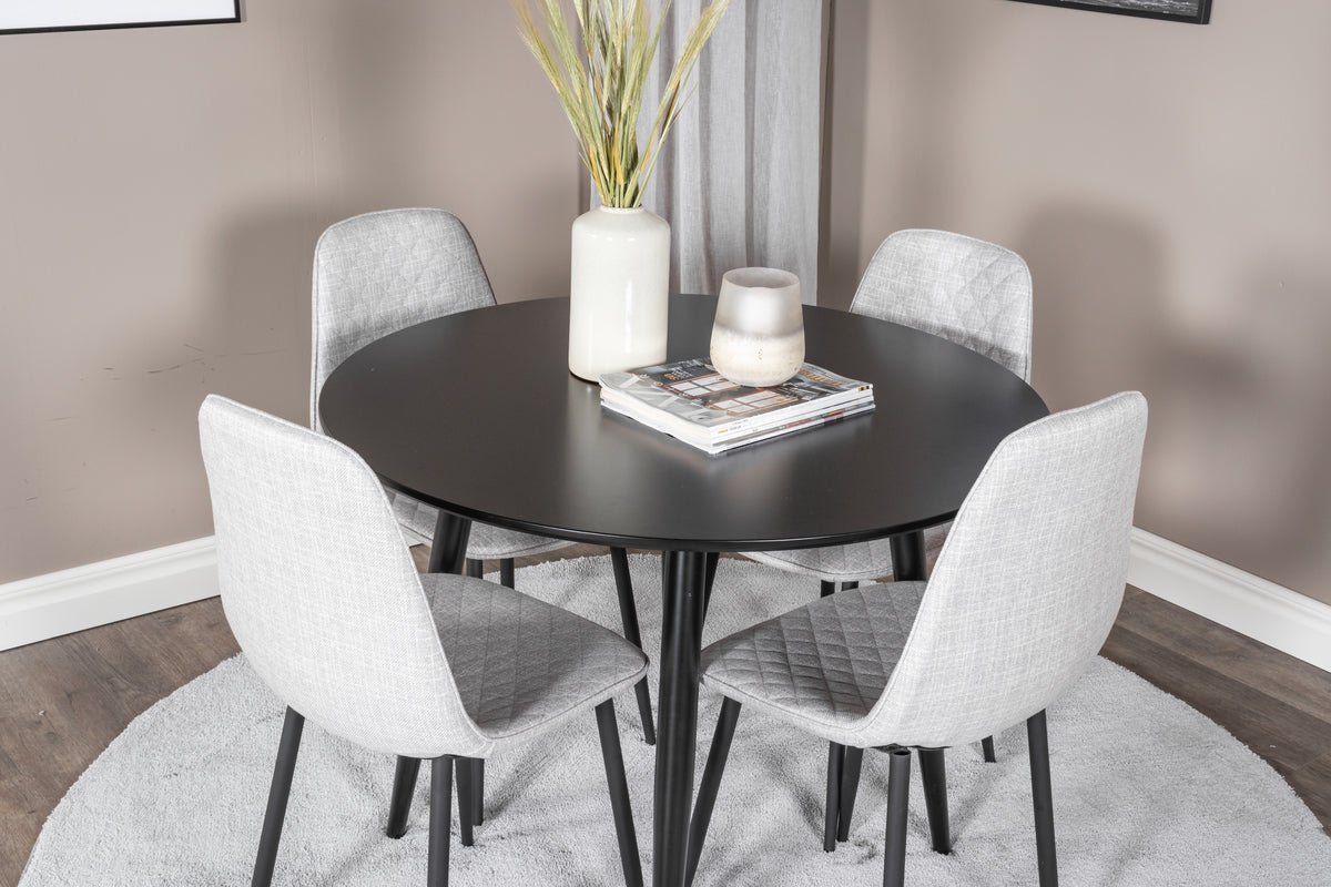 Venture Design Polar & Plaza Matstolar 2-pack Grå + Runda Matbord ⌀100 Svart