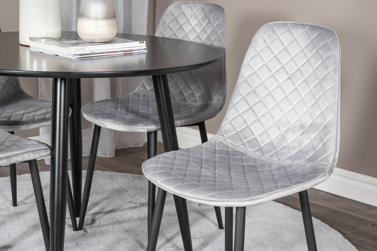 Venture Design Polar & Plaza Matstolar 2-pack Grå + Runda Matbord ⌀100 Svart