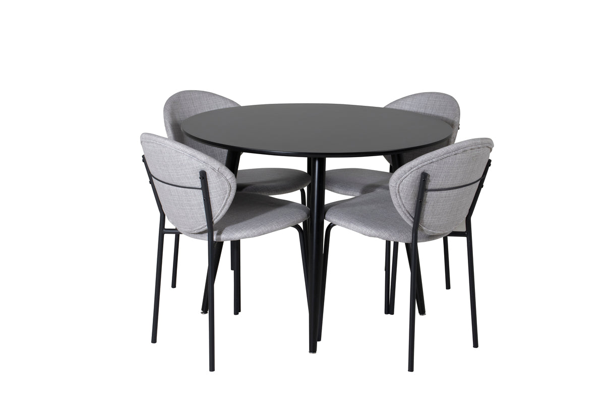 Venture Design Vault & Plaza Matstolar 2-pack Grå + Runda Matbord ⌀100 Svart
