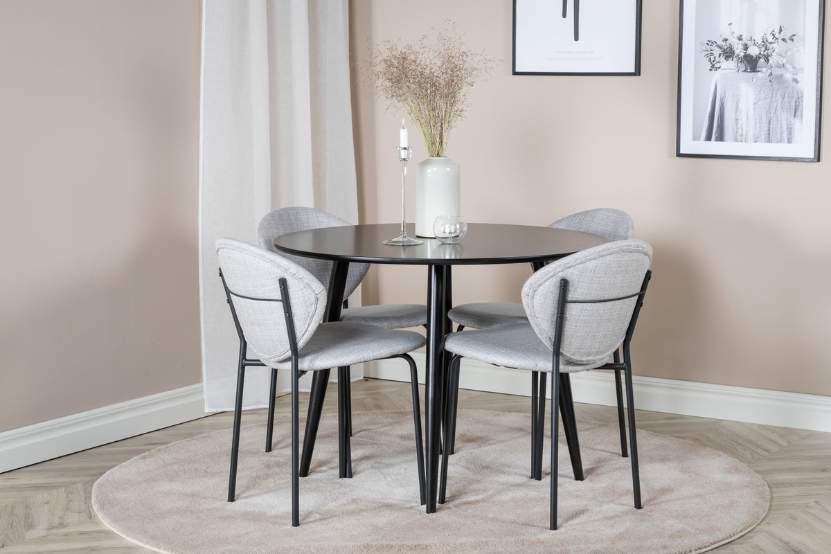 Venture Design Vault & Plaza Matstolar 2-pack Grå + Runda Matbord ⌀100 Svart