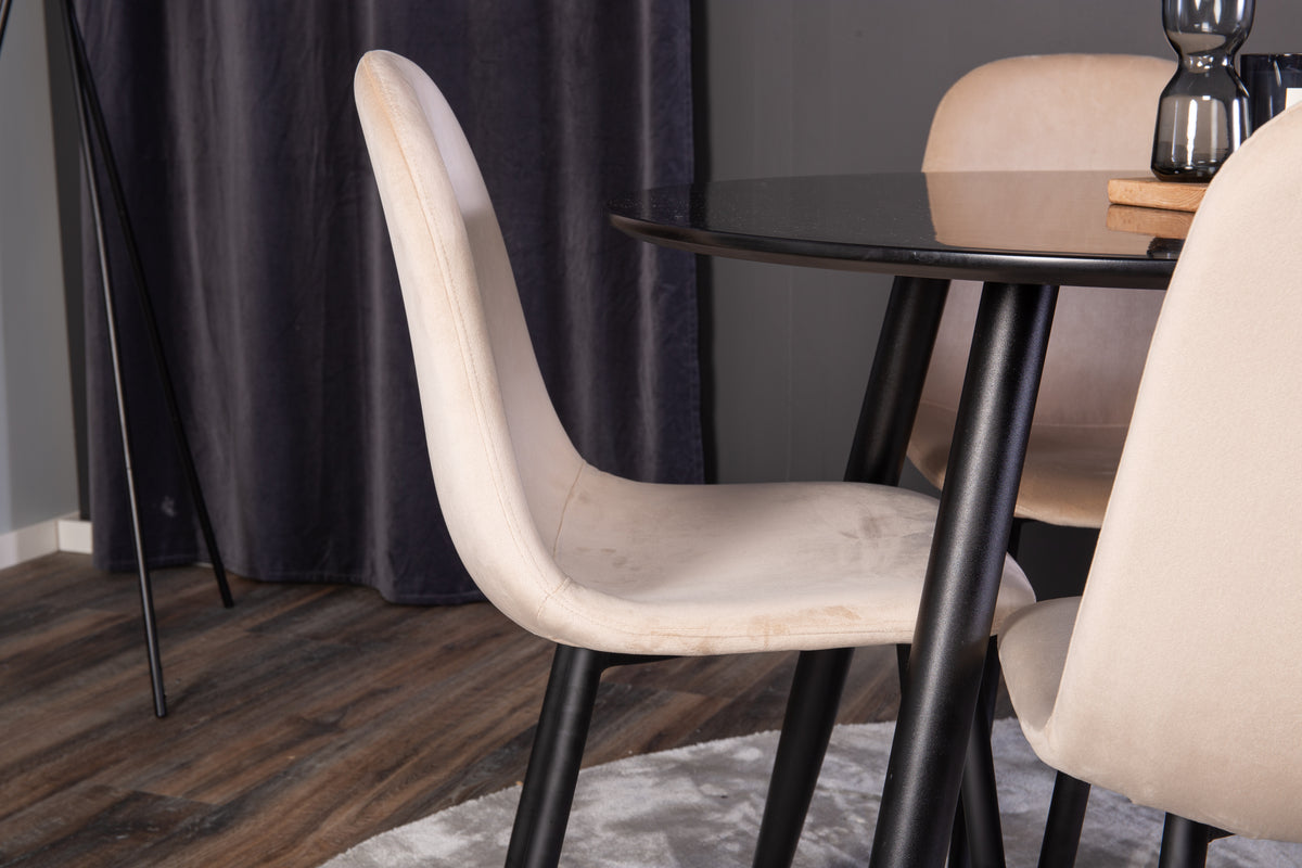 Venture Design Polar & Plaza Matstolar 2-pack Beige + Runda Matbord ⌀100 Svart