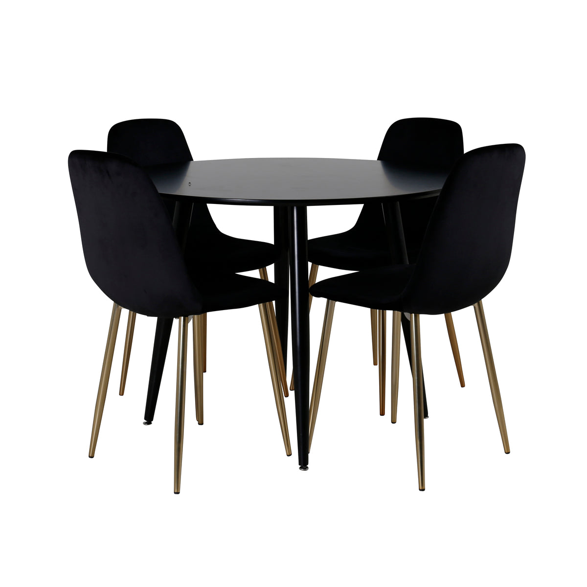 Venture Design Polar & Plaza Matstolar 2-pack Svart + Runda Matbord ⌀100 Svart