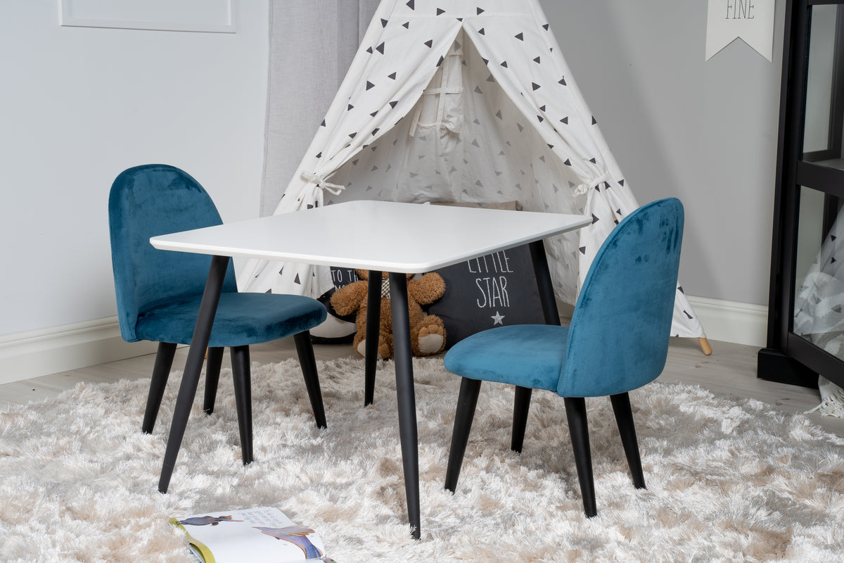 Venture Design Velvet & Polar Barnstolar Blå + Barnbord 50 x 80 x 60