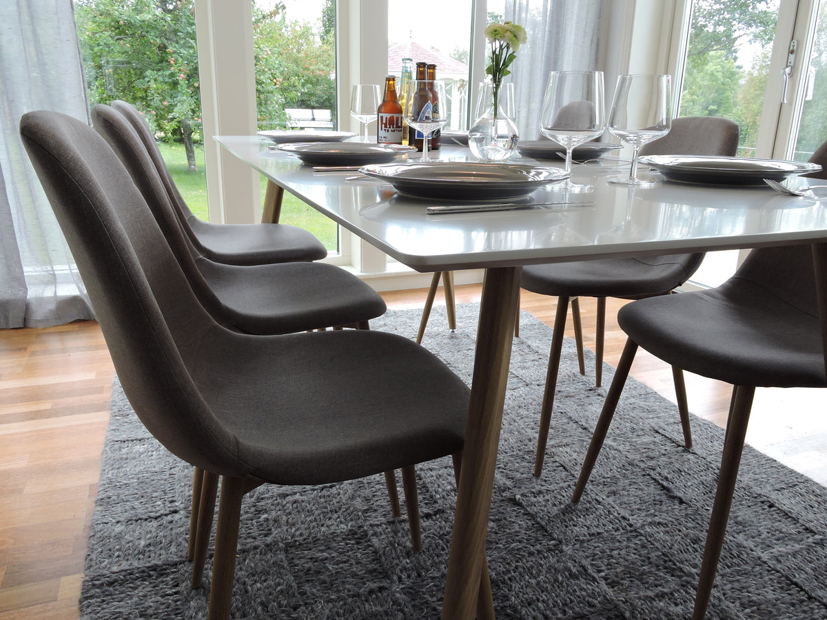 Venture Design Polar Matstolar 2-pack Grå + Rektangulära Matbord 180 x 90 Vit