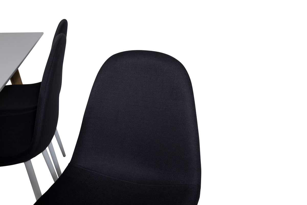Venture Design Polar Matstolar 2-pack Svart + Rektangulära Matbord 180 x 90 Vit