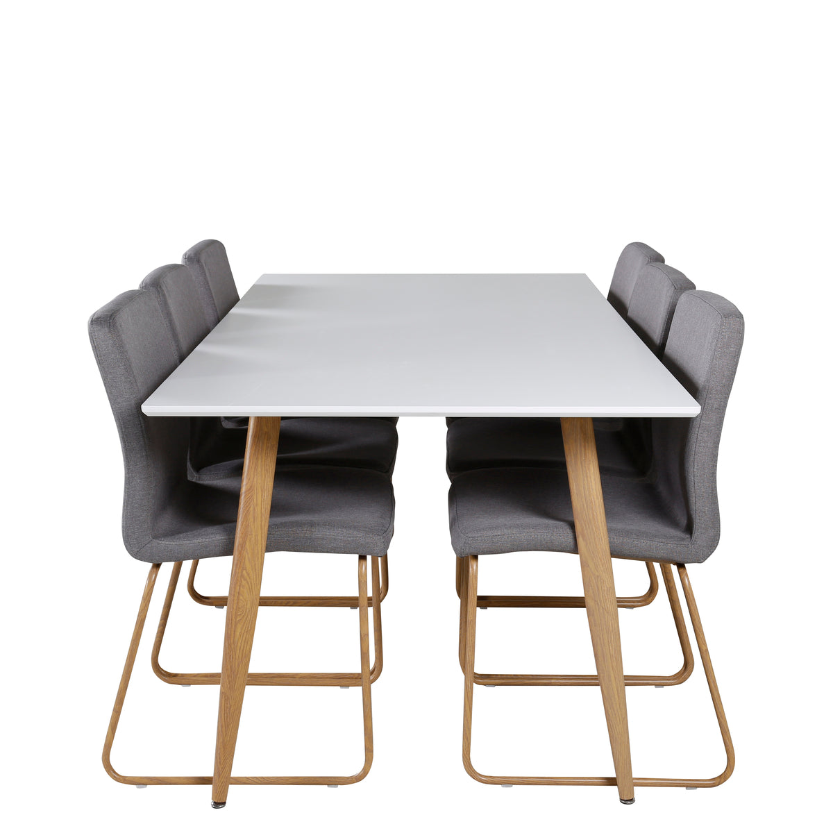 Venture Design Mace & Polar Matstolar 2-pack Grå + Rektangulära Matbord 180 x 90 Vit