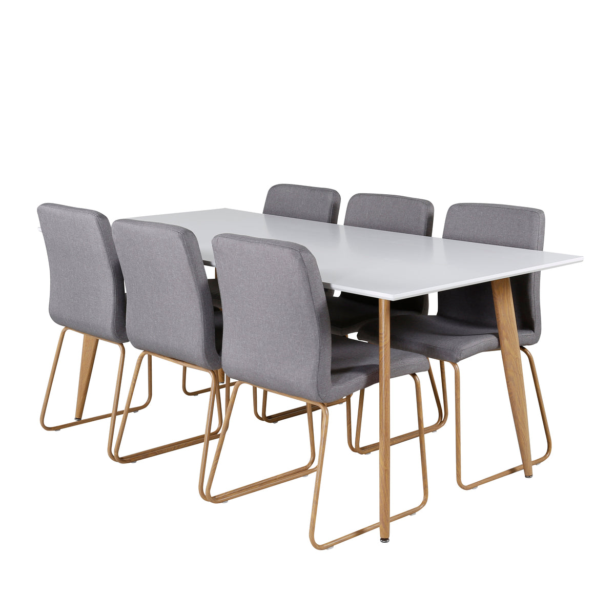 Venture Design Mace & Polar Matstolar 2-pack Grå + Rektangulära Matbord 180 x 90 Vit
