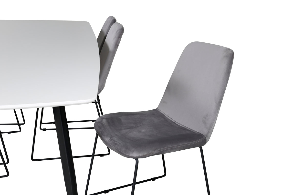 Venture Design Muce & Polar Matstolar 2-pack Grå + Rektangulära Matbord 240 x 100 Vit