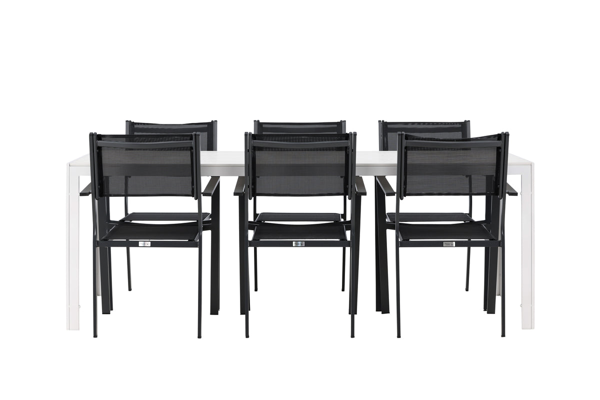 Venture Design Copacabana & Break Matstolar 2-pack Svart + Rektangulära Matbord 205 x 90 Vit