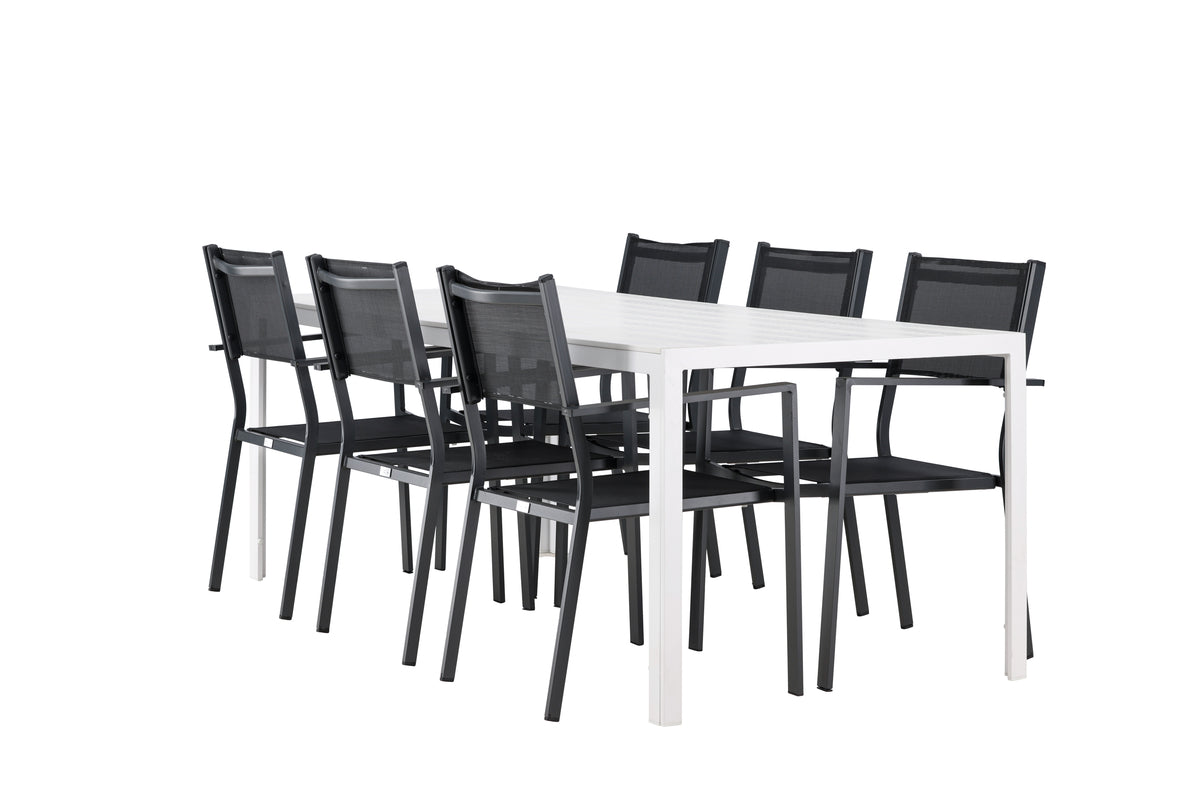 Venture Design Copacabana & Break Matstolar 2-pack Svart + Rektangulära Matbord 205 x 90 Vit