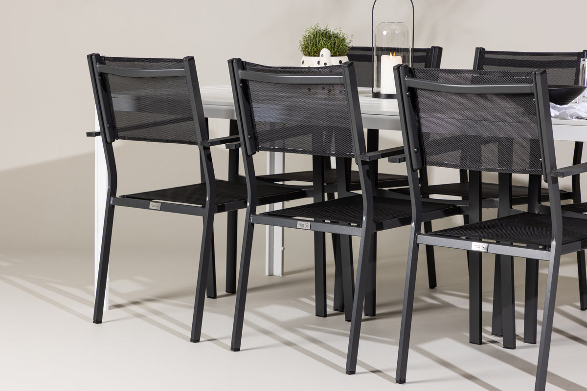 Venture Design Copacabana & Break Matstolar 2-pack Svart + Rektangulära Matbord 205 x 90 Vit
