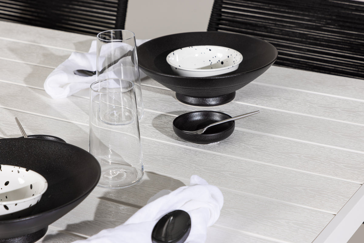 Venture Design Lindos & Break Matstolar 2-pack Svart + Rektangulära Matbord 205 x 90 Vit