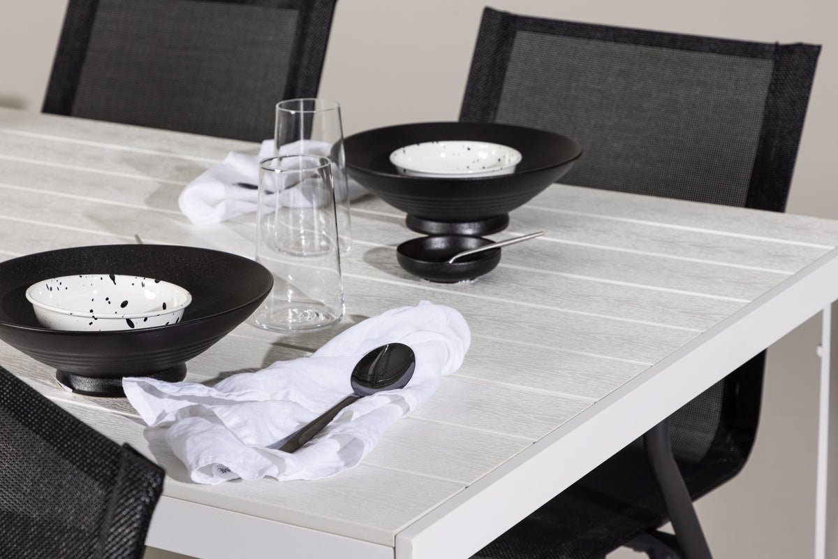 Venture Design Alina & Break Matstolar 6-pack Svart + Rektangulära Matbord 205 x 90 Vit