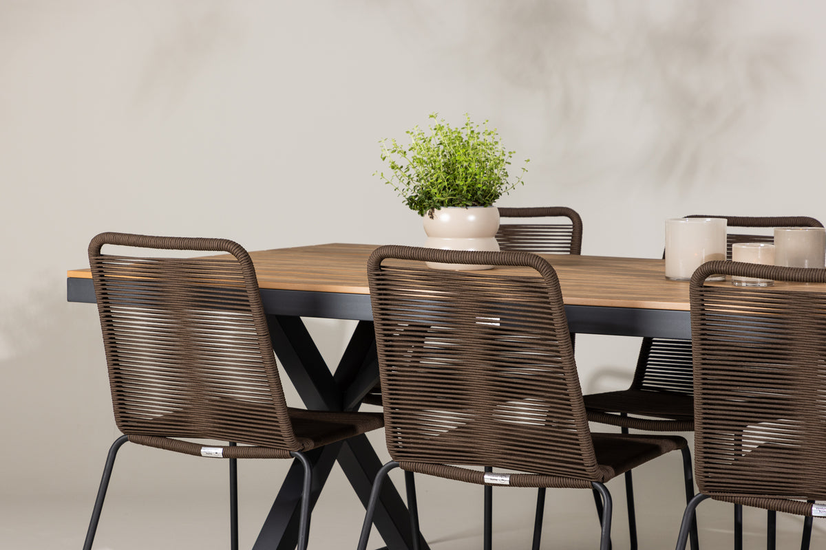 Venture Design Garcia & Lindos Rektangulära Matbord 200 x 100 Svart + Matstolar 2-pack Brown/ Black