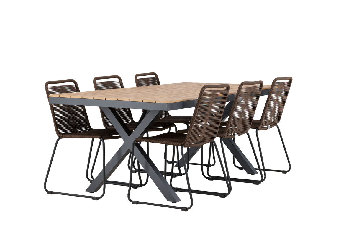 Venture Design Garcia & Lindos Rektangulära Matbord 200 x 100 Svart + Matstolar 2-pack Brown/ Black