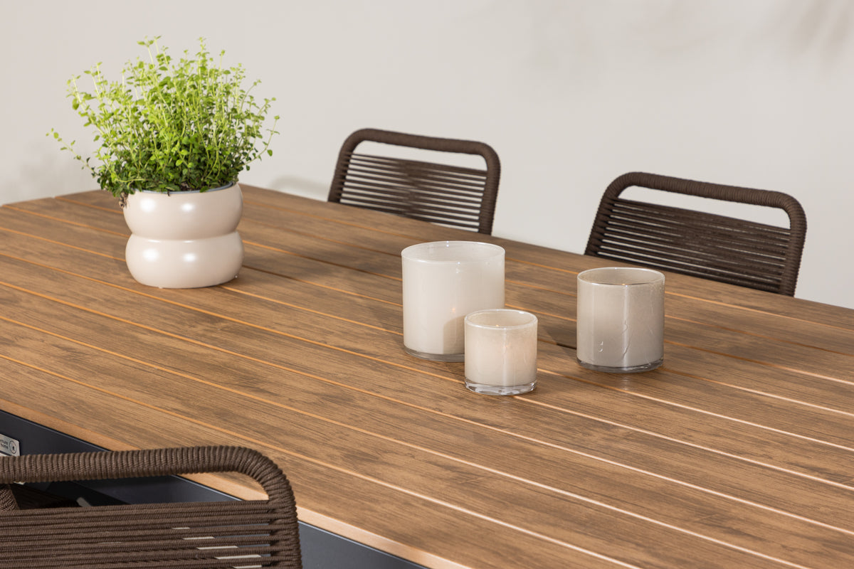 Venture Design Garcia & Lindos Rektangulära Matbord 200 x 100 Svart + Matstolar 2-pack Brown/ Black