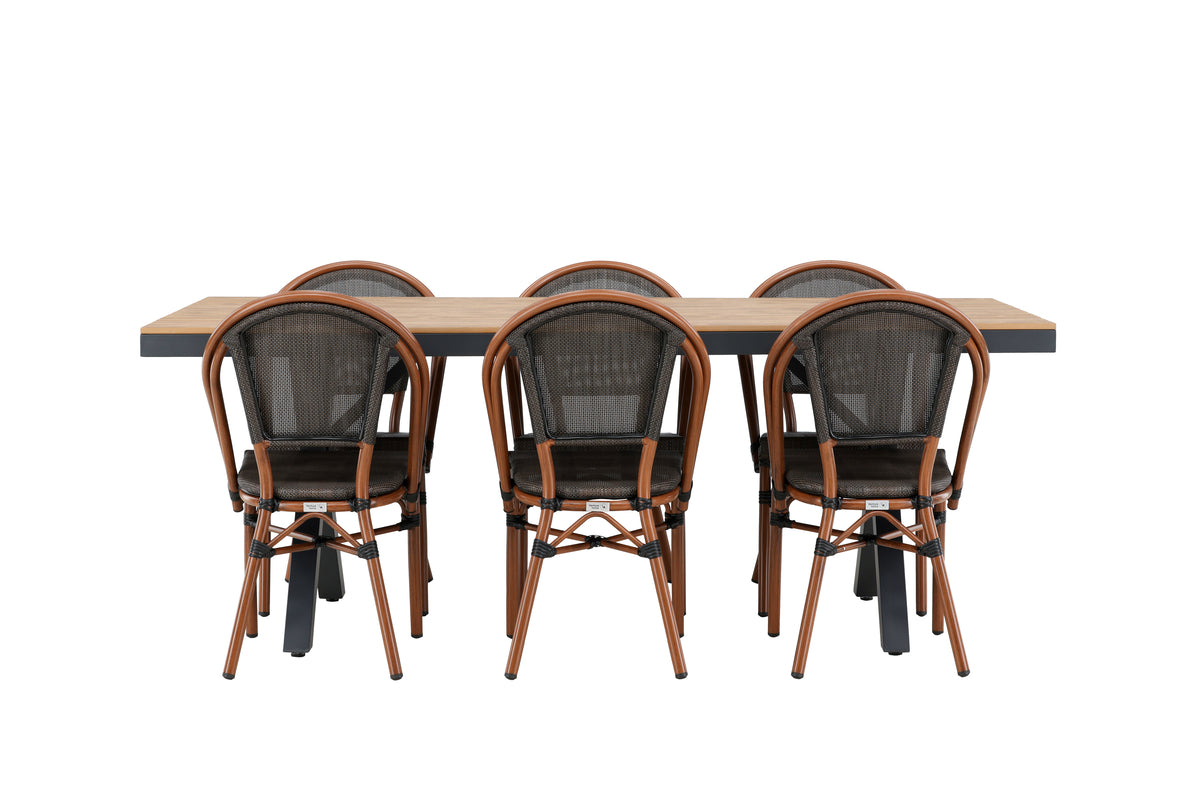 Venture Design Garcia & Guarda Rektangulära Matbord 100 x 200 Svart + Caféstolar 2-pack Svart