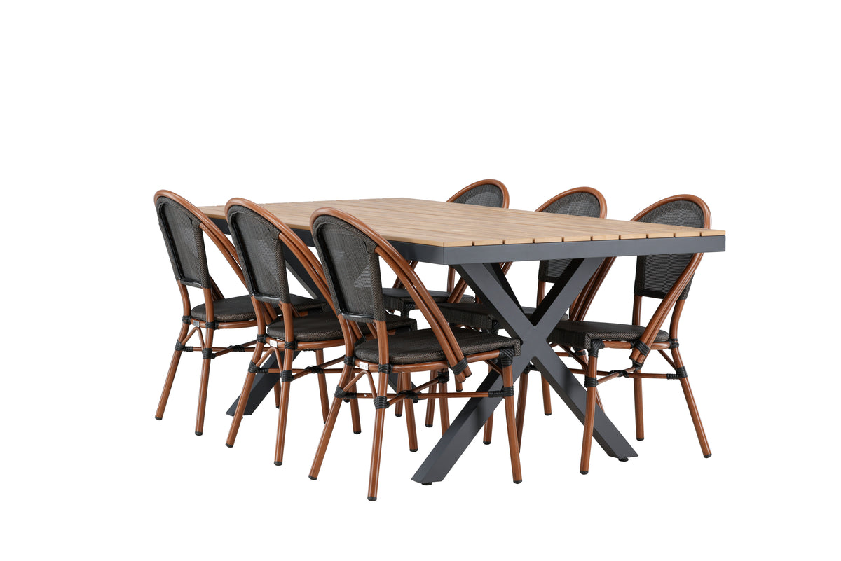 Venture Design Garcia & Guarda Rektangulära Matbord 100 x 200 Svart + Caféstolar 2-pack Svart