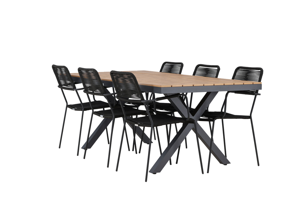 Venture Design Lindos & Garcia Matstolar 2-pack Svart + Rektangulära Matbord 100 x 200 Svart