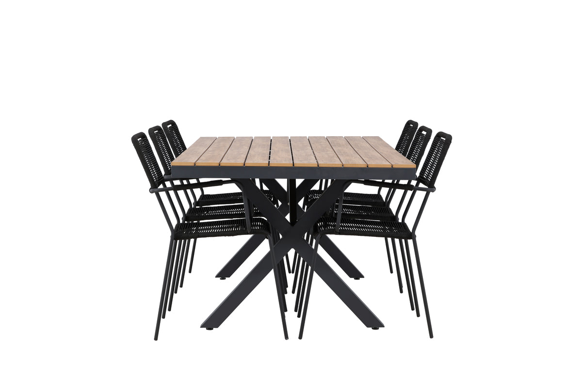 Venture Design Lindos & Garcia Matstolar 2-pack Svart + Rektangulära Matbord 100 x 200 Svart