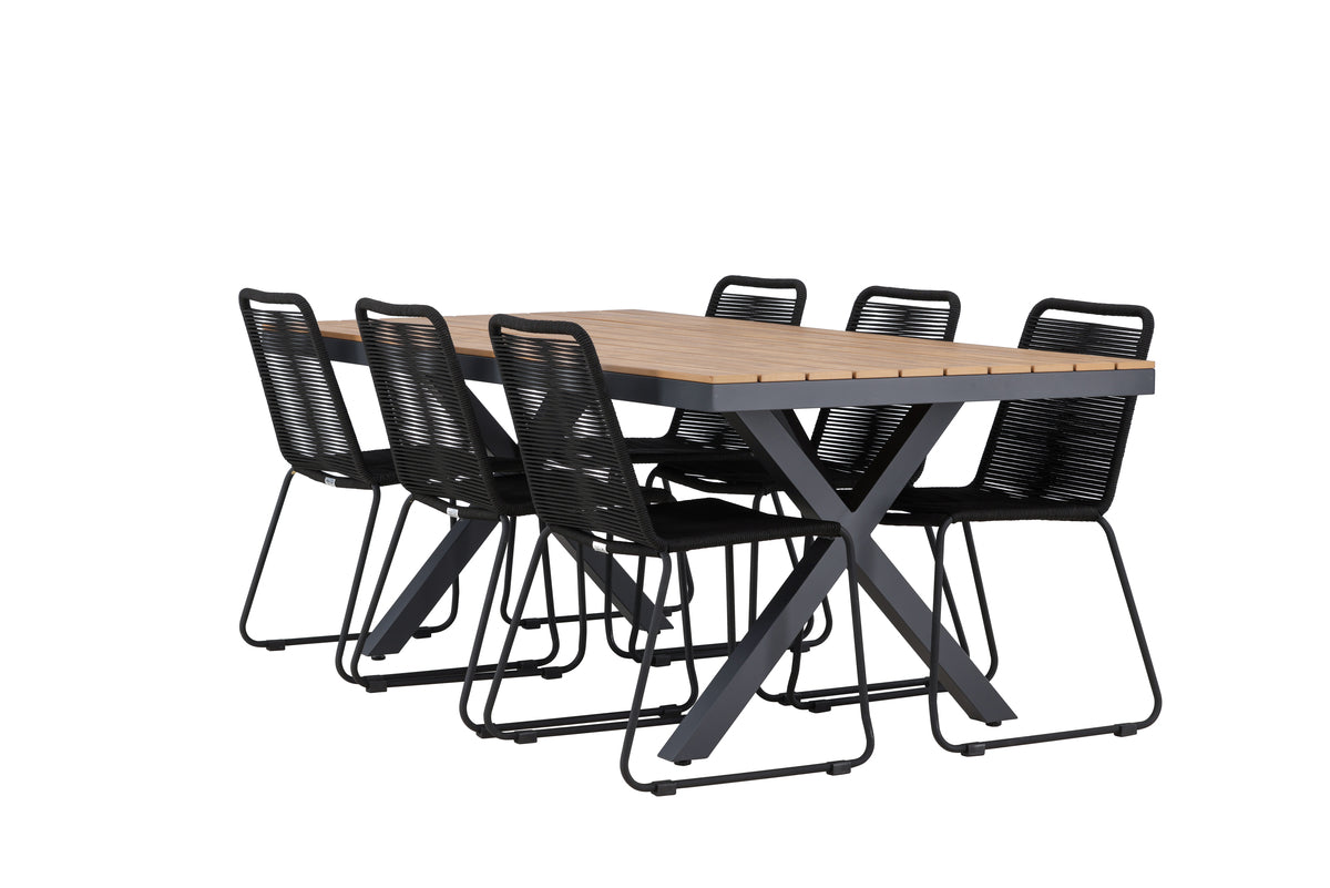 Venture Design Lindos & Garcia Matstolar 2-pack Svart + Rektangulära Matbord 200 x 100 Svart