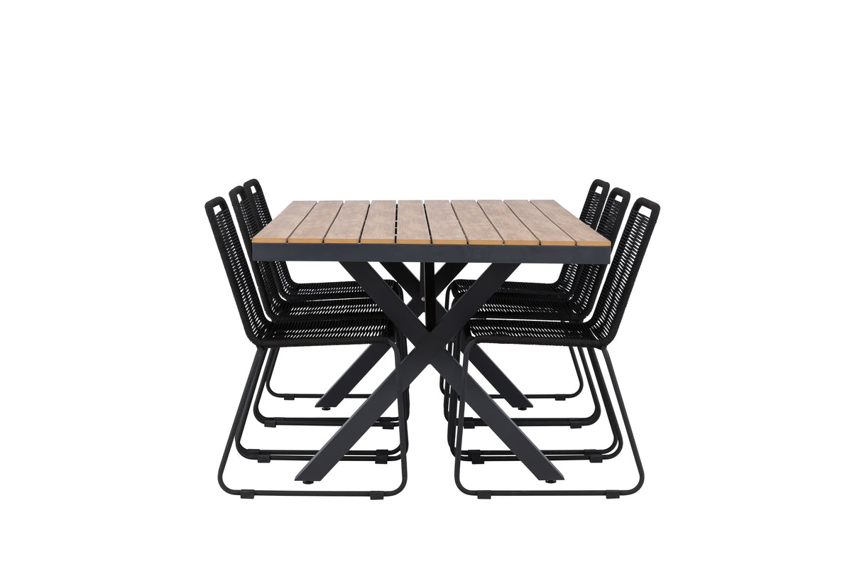 Venture Design Lindos & Garcia Matstolar 2-pack Svart + Rektangulära Matbord 200 x 100 Svart