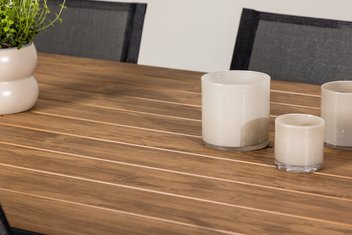 Venture Design Alina & Garcia Matstolar 6-pack Svart + Rektangulära Matbord 100 x 200 Svart
