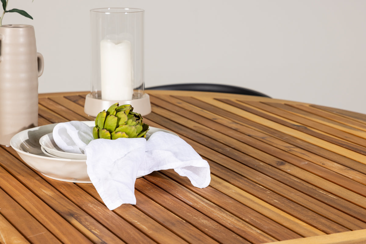 Venture Design Stina & Tucumán Matstolar 6-pack Svart + Runda Matbord ⌀150 Natur