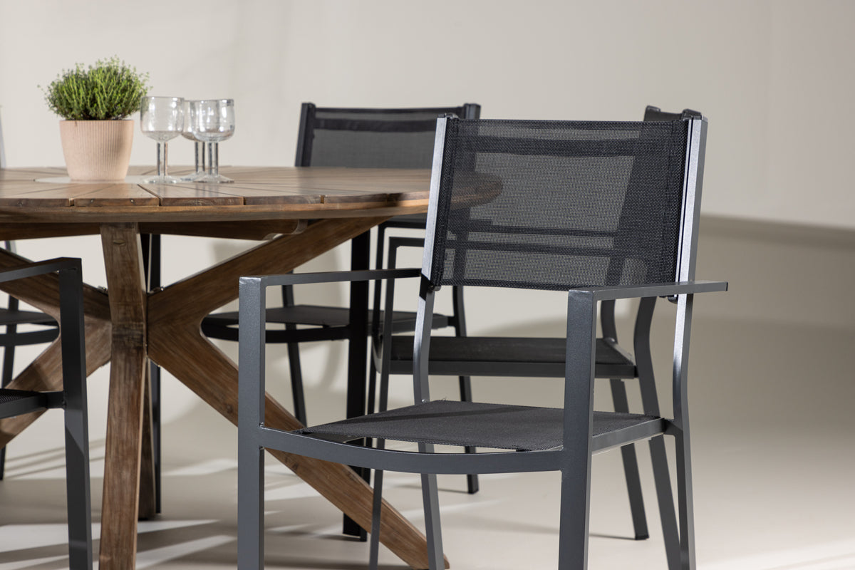 Venture Design Copacabana & Rosario Matstolar 2-pack Svart + Runda Matbord ⌀140 Brun