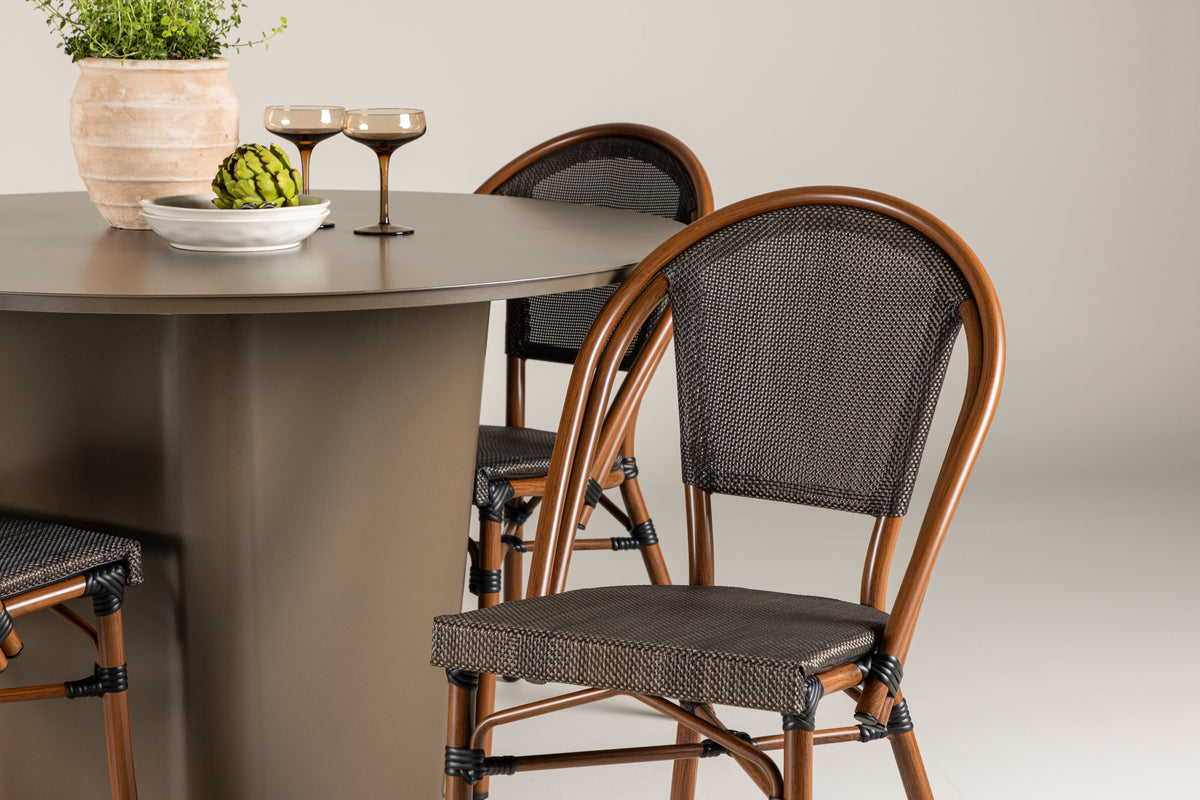 Venture Design Santa Fe & Guarda Runda Matbord ⌀120 Brun + Caféstolar 2-pack Svart