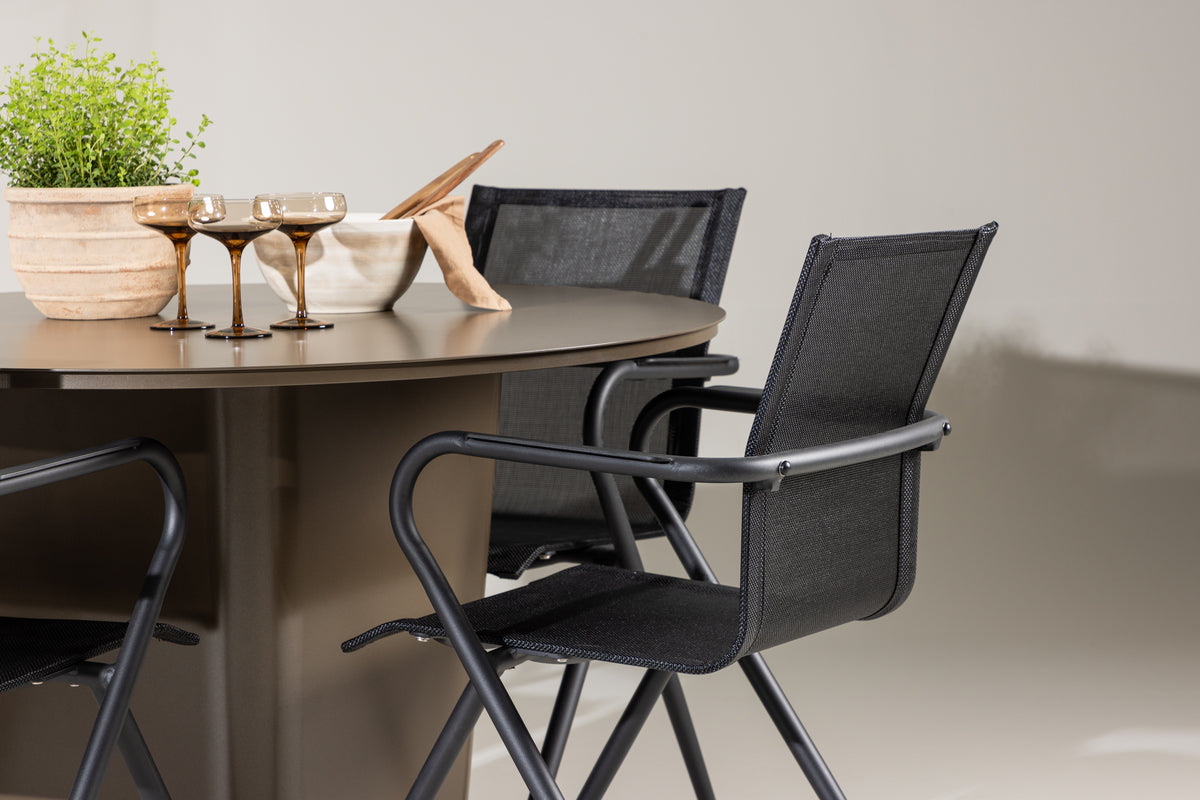 Venture Design Alina & Santa Fe Matstolar 6-pack Svart + Runda Matbord ⌀120 Brun