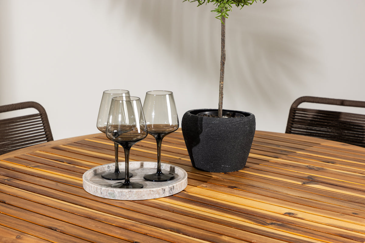 Venture Design Lindos & Lumpur Matstolar 2-pack Brun/Svart + Runda Matbord ⌀120 Natur