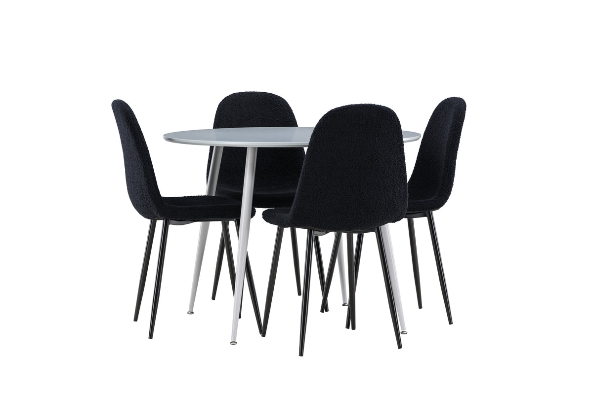 Venture Design Polar & Plaza Matstolar 2-pack Svart + Runda Matbord ⌀100 Grå